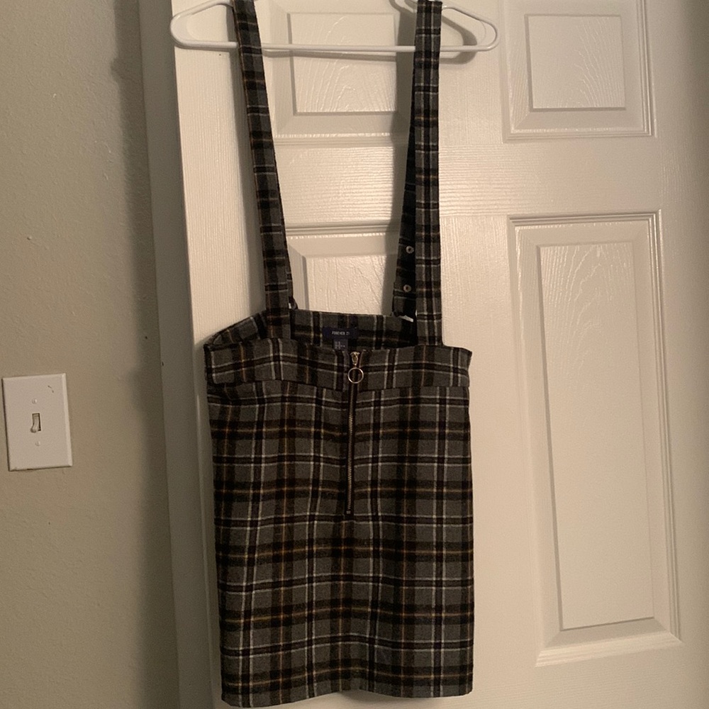 Plad skirt overall